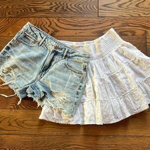 American Eagle Denim High Waisted Shorts‎ And skirt C16